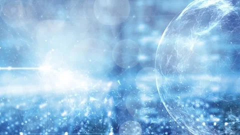 Bright blue digital tech sphere network looping animation Stock Footage 337366128