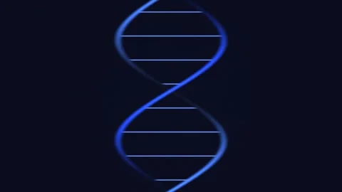 Bright blue DNA strand on dark background showing genetic Stock Footage 338115637