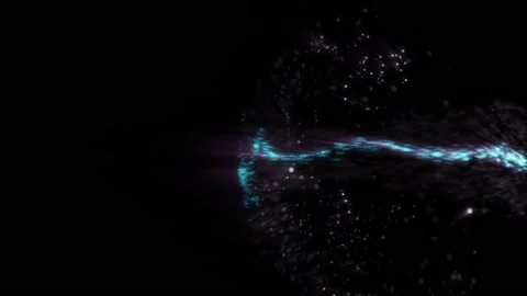 Bright blue dust particles flowing from the right to a purple smoke pool Stock Footage 138545588