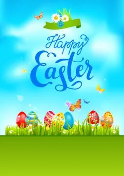 Bright blue easter card Stock Illustration