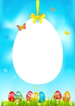 Bright blue easter card isolated Stock Illustration