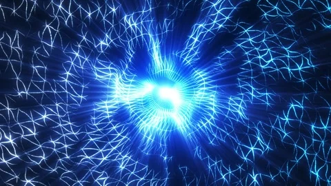 Bright blue electric vortex with lightning energy rays exploding from center. Video stock 330593238