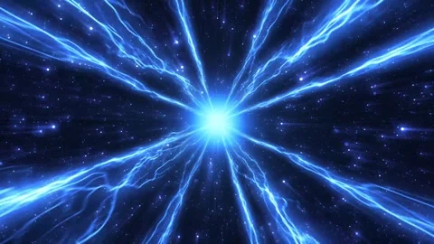 Bright blue electrical discharges radiate from a glowing center Vídeo Stock 328520089