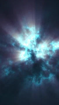 Bright blue energy cloud radiating light through a dark cosmic atmosphere Stock Illustration