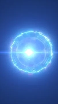 Bright blue energy ring with electric glow and lens flare, creating a futur.. Stock Illustration