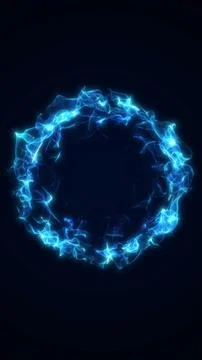 Bright blue energy vortex forming a glowing circular ring of swirling digit.. Stock Illustration