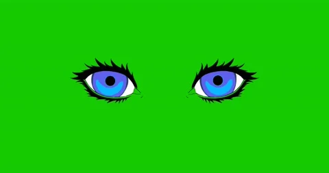 Bright blue eyes blink hand drawn 2d animation Stock Footage