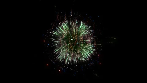 Bright blue firework explosion in the night sky for celebration and holiday Stock Footage 344918955