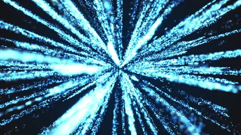 Bright blue fireworks background. Glowing lines and particles forming a firework Stock Footage 248060745