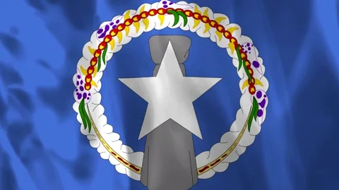A bright blue flag featuring the official national emblem of the Northern M.. Vídeos de archivo 343581556