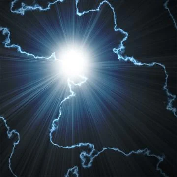 Bright blue flash with lightning Stock Photos