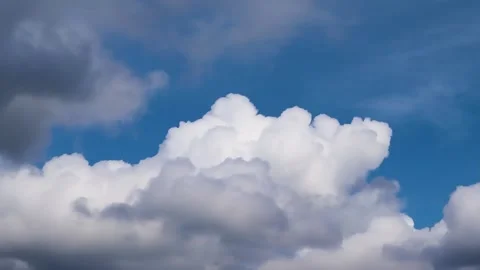 Bright Blue Fluffy Clouds Background. Flying Above The Clouds. Blue Sky. Stock Footage 228949437