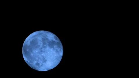 Bright Blue Full Moon Close Up, 4K Stock Footage 100991146
