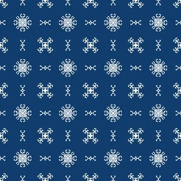 Bright blue geometric fabric pattern featuring white symmetrical line Stock-Illustration