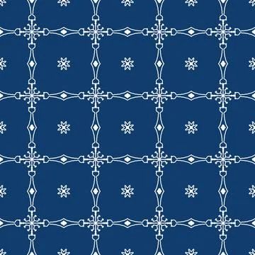Bright blue geometric fabric pattern featuring white symmetrical line Stock-Illustration