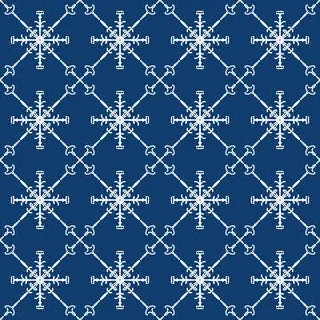 Bright blue geometric fabric pattern featuring white symmetrical line Stock-Illustration