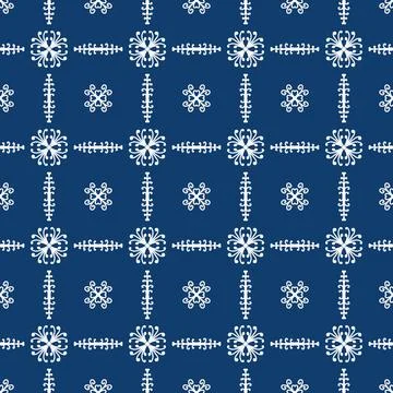 Bright blue geometric fabric pattern featuring white symmetrical line Stock-Illustration