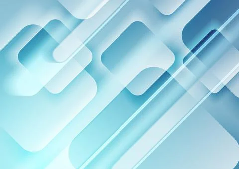 Bright blue geometric tech background with glossy squares イラスト素材