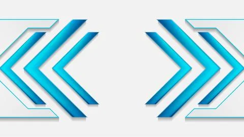 Bright blue glossy arrows abstract tech geometric background Illustrazione stock