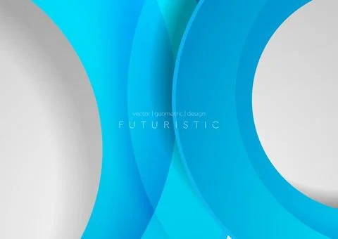 Bright blue glossy circles abstract tech geometric background Illustrazione stock