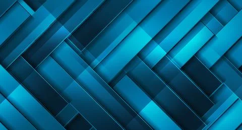 Bright blue glossy stripes tech geometric abstract background Stockillustratie