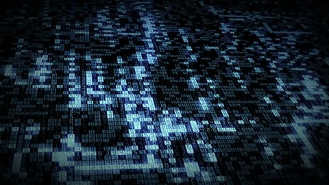 Bright blue glowing computer numbers appear on technology data stream grid Stock Footage 98027752