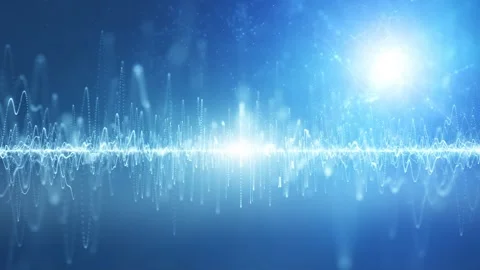 Bright blue glowing digital wavy lines animation background Stock Footage 340238780