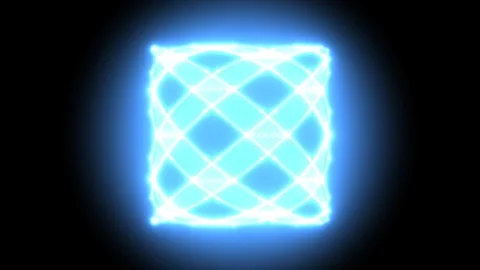 Bright blue glowing geometric shape with network pattern Stock Footage 338227691