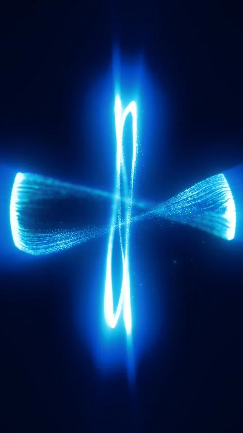 Bright blue glowing orbit trails forming an abstract energy loop, symbolizi.. Stock Footage 335263686