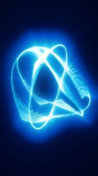Bright blue glowing orbit trails forming an abstract energy loop, symbolizi.. Stockillustratie
