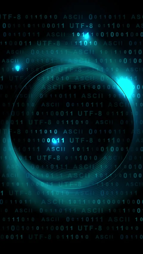 Bright blue glowing tech motion background with binary code numbers Video stock 282083944