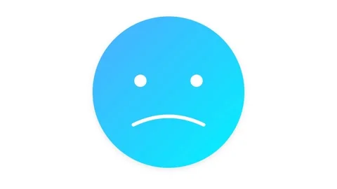 Bright Blue Gradient Sad Face Emoji Icon with Falling Tear Animated on Whit.. Stock Footage 346611579