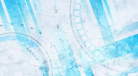 Bright blue grunge hi-tech futuristic background with HUD gears design Illustrazione stock