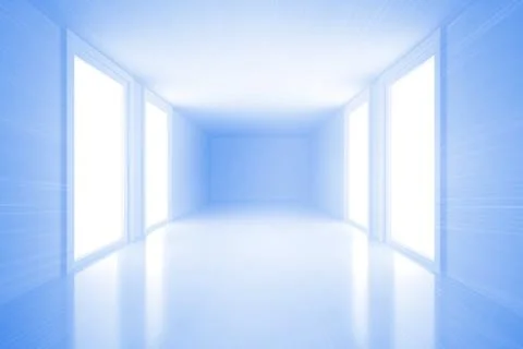 Bright blue hall with windows イラスト素材