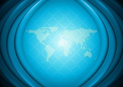 Bright blue hi-tech background with world map. Eps 10 vector illustration ... Stock Photos