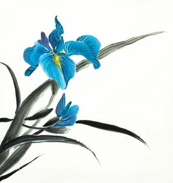 Bright blue iris flower Stock Illustration