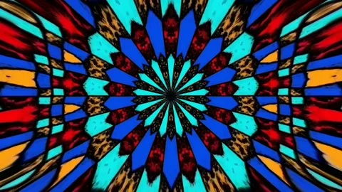Bright blue kaleidoscope. Psychedelic effect Stock Footage 117862467