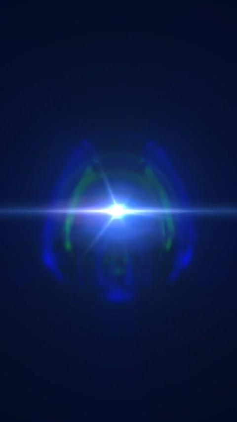 Bright blue lens flare with a luminous central star and circular halo, crea.. Stock Footage 339654057