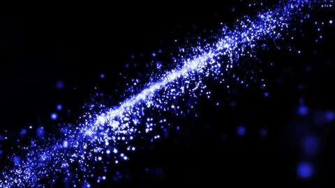 Bright blue light particles forming a glowing diagonal wave in space Illustrazione stock