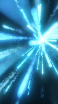 Bright blue light rays bursting outward from a central point, creating a po.. Stock Illustration
