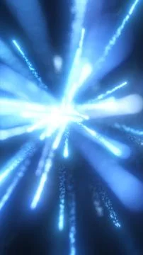 Bright blue light rays bursting outward from a central point, creating a po.. Stock Illustration