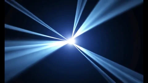 Bright blue light rays converge on a central point in a dark background Stock Footage 318948607
