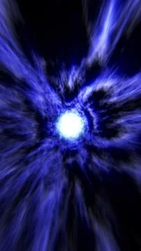Bright blue light tunnel with fast streaks, cloudy textures and a glowing c.. Stock Illustration