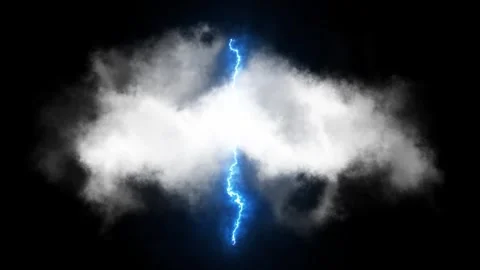 Bright blue lightning bolt striking through dense white storm cloud 스톡 동영상 336326053
