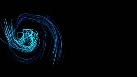 Bright blue lines moving fast in black background Stock Footage 138546428