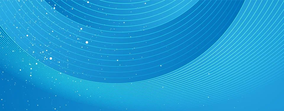 Bright blue minimal abstract background with wavy lines and dots Stock Illustration
