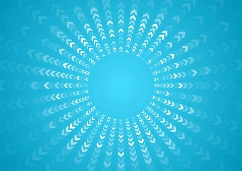 Bright blue minimal circular arrows elements abstract geometric background Stock Illustration