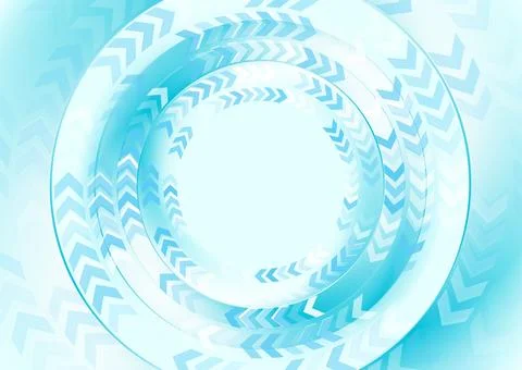 Bright blue minimal circular arrows elements abstract geometric background Stock Illustration