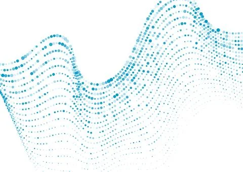 Bright blue minimal dotted wavy lines abstract background Stock Illustration