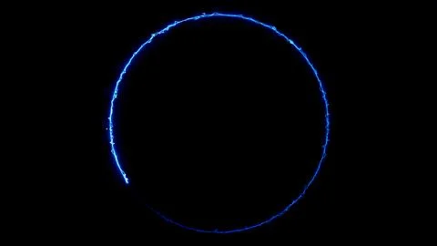 Bright blue neon circle on black background Stock Illustration